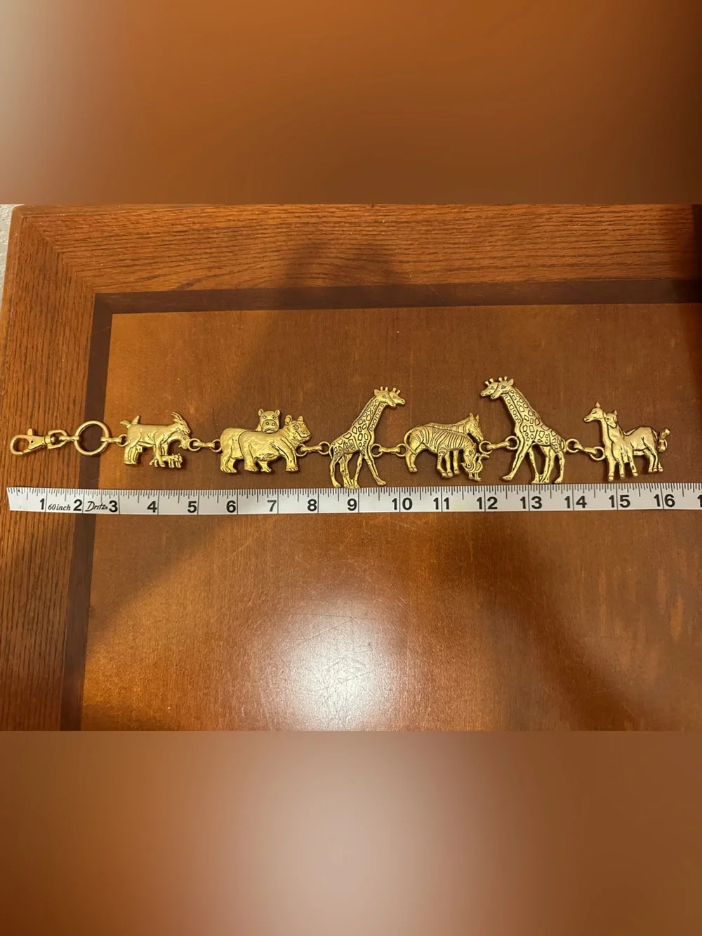 Vintage Brass Noah’s Ark Safari Animal Charm Keychain Bag Charm Giraffe Zebra
